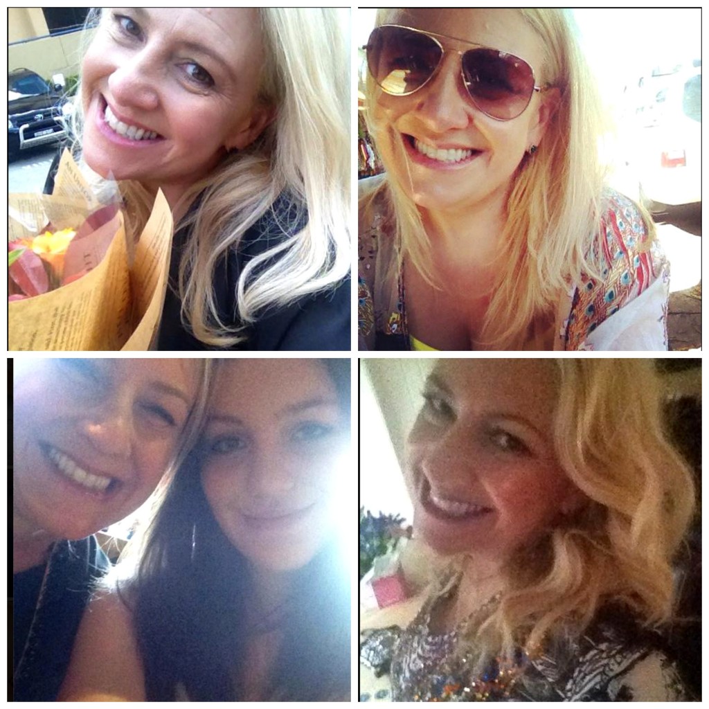 A few of my "selfies" - excited to have received flowers from a client, relaxed in Byron Bay, with my teen daughter, heading out as a Finalist in the InStyle magazine Awards ( charity and community category).