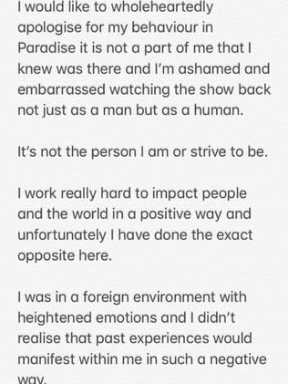 Ivan posted a lengthy apology after the show.